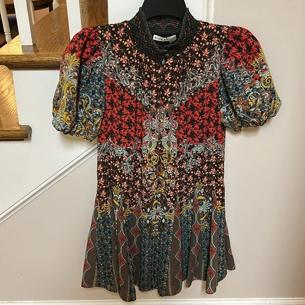 Alice + Olivia Janis Mixed Print Mini Dress - Picture 7 of 16